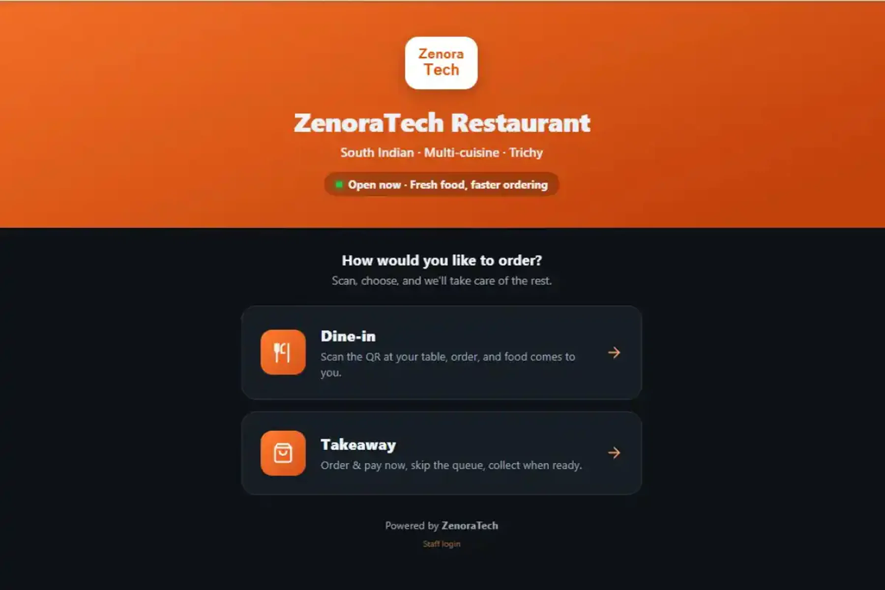 QR restaurant ordering and POS system