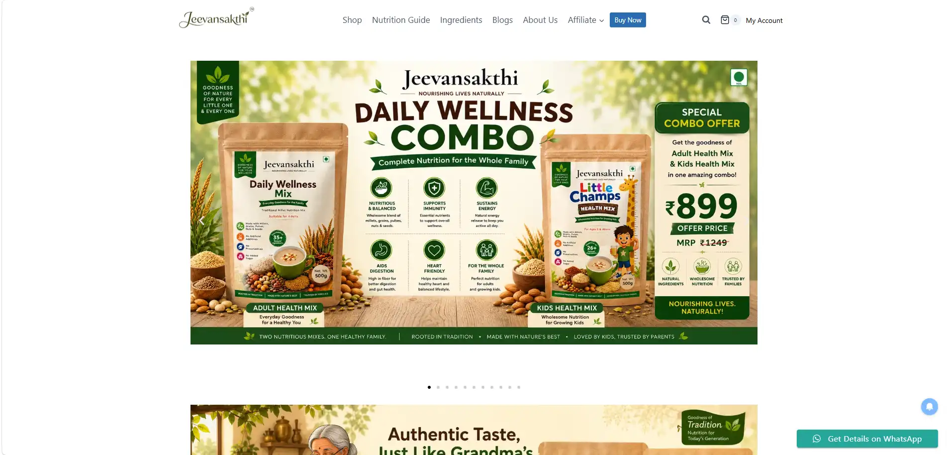 Screenshot of jeevansakthi.in website built by Zenoratech